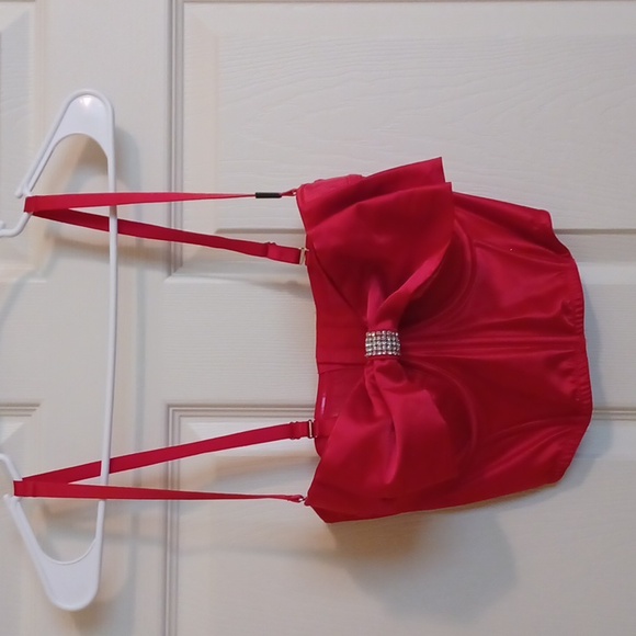 NWT *Victoria's Secret Dream Angels Red Bling Rhinestone Bow Long Line Satin Bra - Picture 3 of 13
